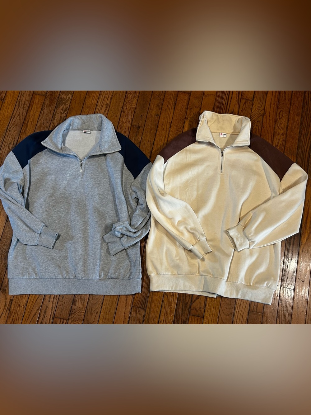WIHOLL Women’s Large Quarter Zip Pullover Sweatshirts 2-Piece Lot Colorblock